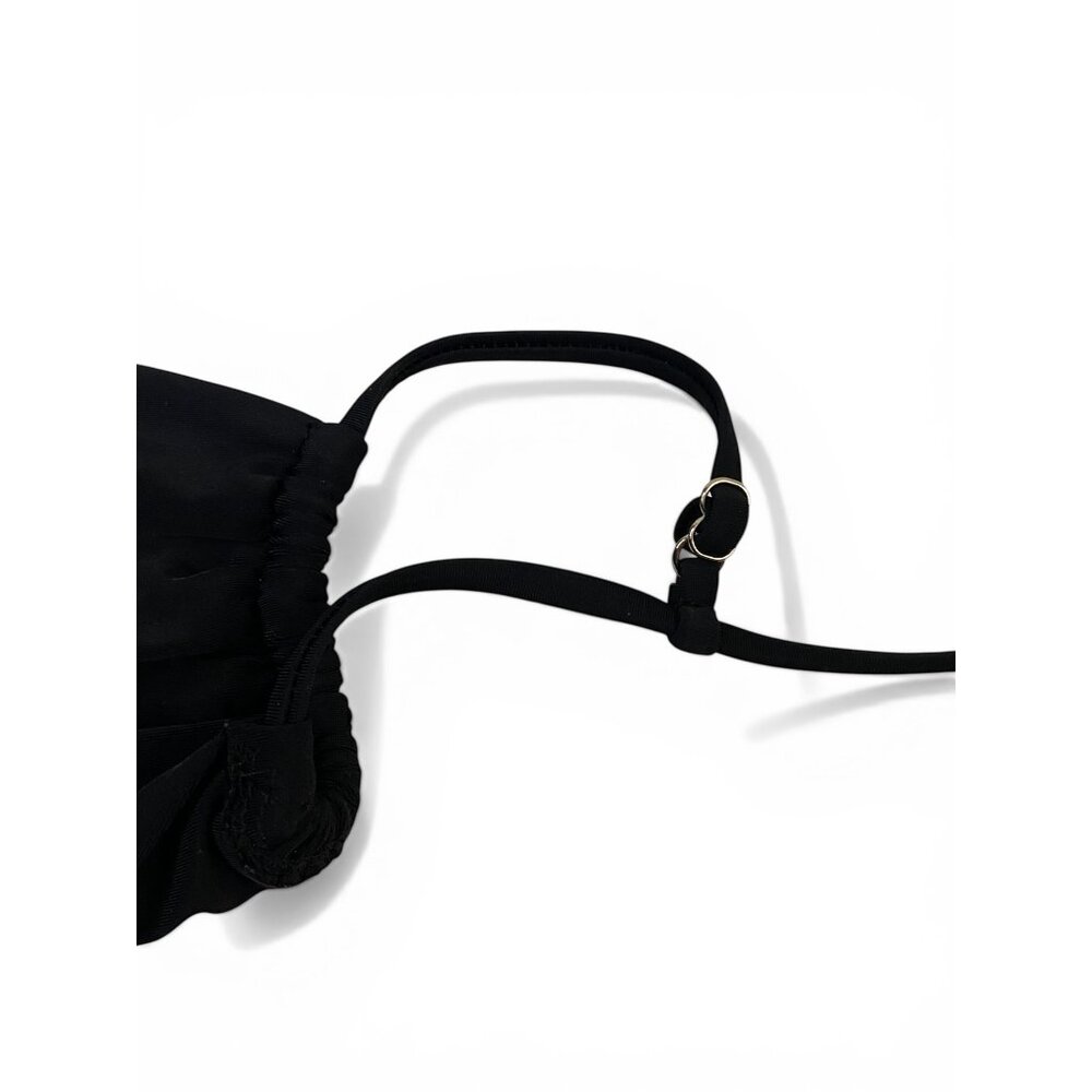 NWT SHEIN Black Bandeau Bikini Set High Waist Ruched Adjustable Straps Size S - Picture 8 of 9